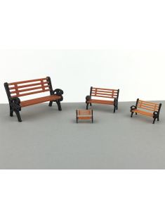 OB0002 Outdoor Garden brown & Black long Bench miniature (6 Pcs set)